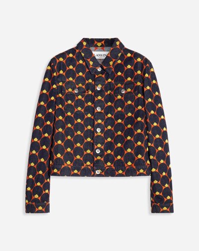 Bundy Lanvin Art Deco Embroidered Denim Jacket Panske Námornícka Modrá Modre Oranžové | SK63400