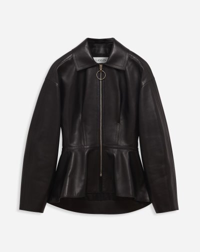 Bundy Lanvin Peplum Kozene Jacket Damske Čierne | SK92770