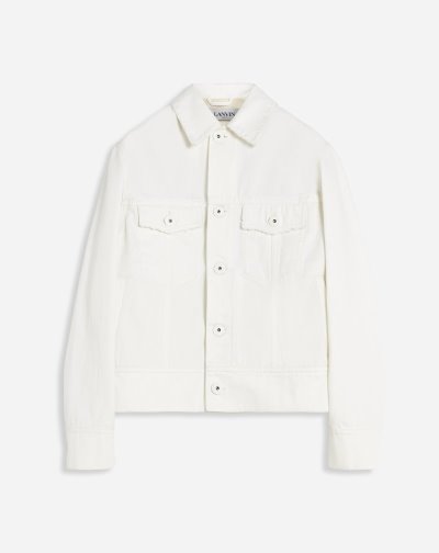 Bundy Lanvin Wave Printed Denim Jacket Panske Biele | SK99239