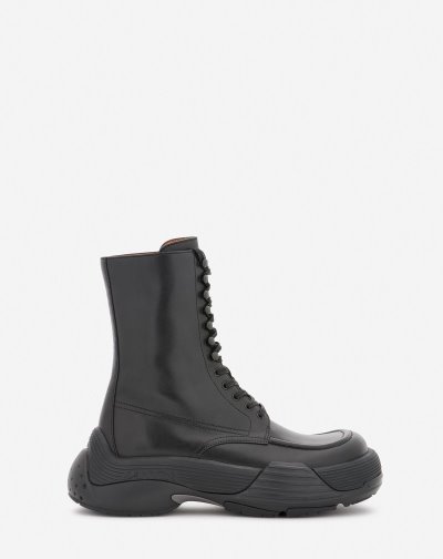 Cizmy Lanvin Flash-x Bold Kozene Cipkovane-up Boots Damske Čierne Čierne | SK17626