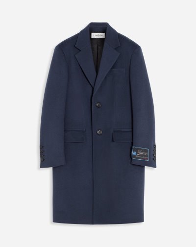 Kabáty Lanvin Klasické Coat With Signature Lanvin Patch Panske Modre | SK28575