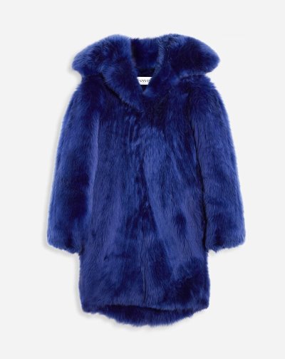Kabáty Lanvin Long Fur Coat Damske Modre | SK96142