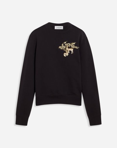 Mikiny Lanvin Embroidered Sweatshirt Panske Čierne | SK21465
