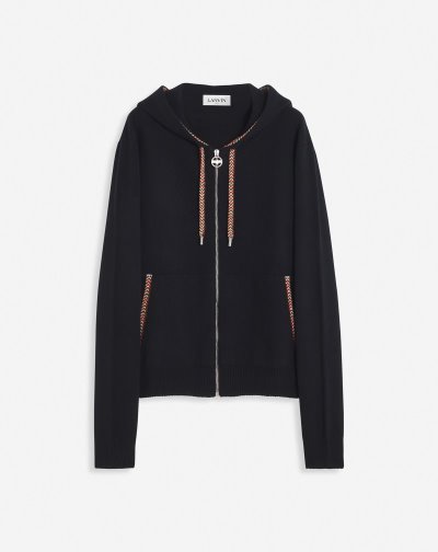 Mikiny S Kapucňou Lanvin Knit Zip-up Curb Hoodie Panske Čierne | SK18817