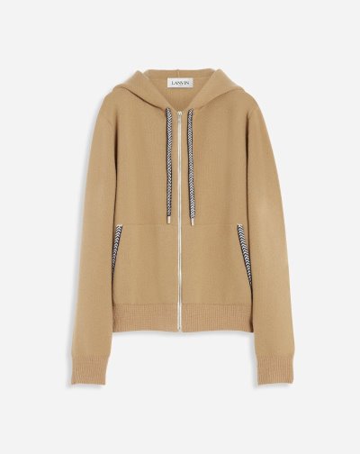 Mikiny S Kapucňou Lanvin Knit Zip-up Curb Hoodie Panske Béžové | SK36336
