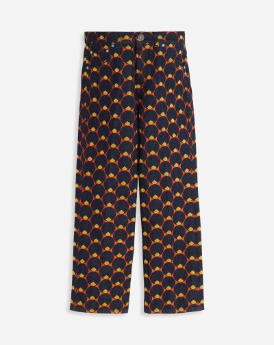 Nohavice Lanvin Rovno Pants In Art Deco Embroidered Denim Panske Námornícka Modrá Modre Oranžové | SK93105