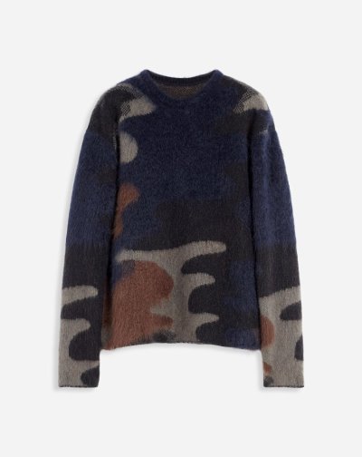 Svetre Lanvin Round Neck Camouflage Knit Svetrove Saty Panske Čierne Viacfarebný | SK49483