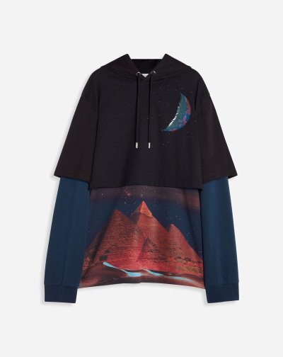 Svetre Lanvin S Kapucňou Svetrove Saty With Sci-fi Print Panske Čierne | SK71334