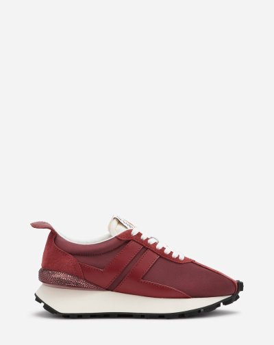 Tenisky Lanvin Bumpr Sneakers In Satin And Rhinestones Damske Tmavo Červené | SK54519