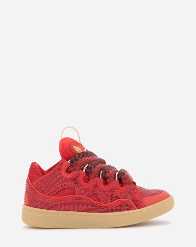 Tenisky Lanvin Curb Kozene And Rhinestone Sneakers Damske Červené | SK36688