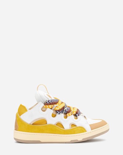 Tenisky Lanvin Kozene Curb Sneakers Panske Biele Žlté | SK43791