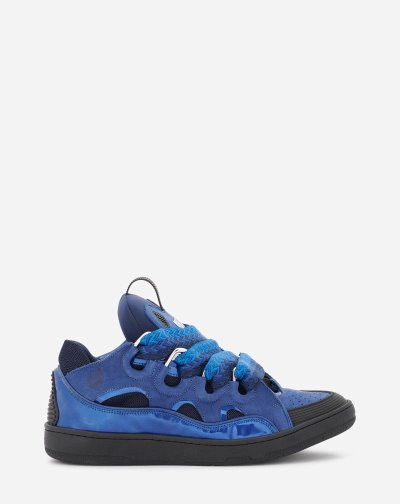 Tenisky Lanvin Metallic Kozene Curb Sneakers Damske Modre | SK07229