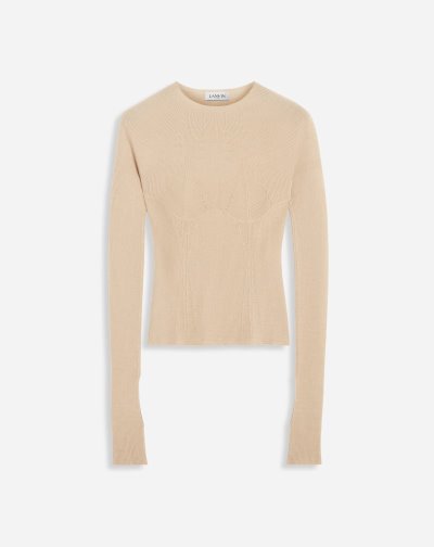 Topy Lanvin Cashmere And Silk Long-sleeve Top Damske Béžové | SK58360