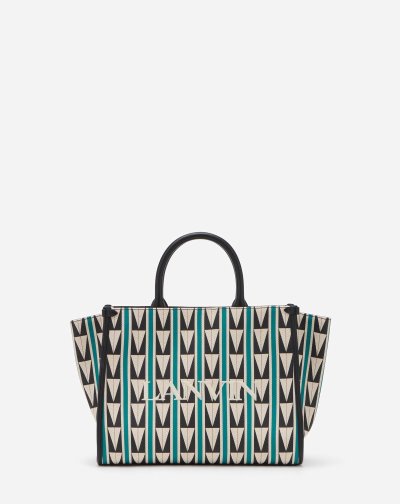 Tote Bag Lanvin Pm Tote Bag In Bavlnene Weave Panske Tmavo Zelene Béžové Čierne | SK20705