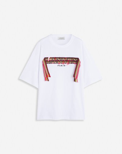 Tricko Lanvin Oversized Curb Cipkovane T Shirts Panske Biele | SK26453