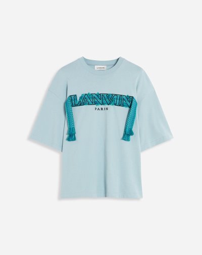 Tricko Lanvin Oversized Curb Cipkovane T Shirts Panske Modre Siva | SK42163